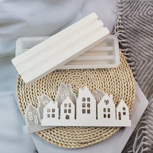 Rectangular Double Insert Base Candle Holder Decorative Ornament Candle Holder Plaster Mold DIY Silicone Mold 10025