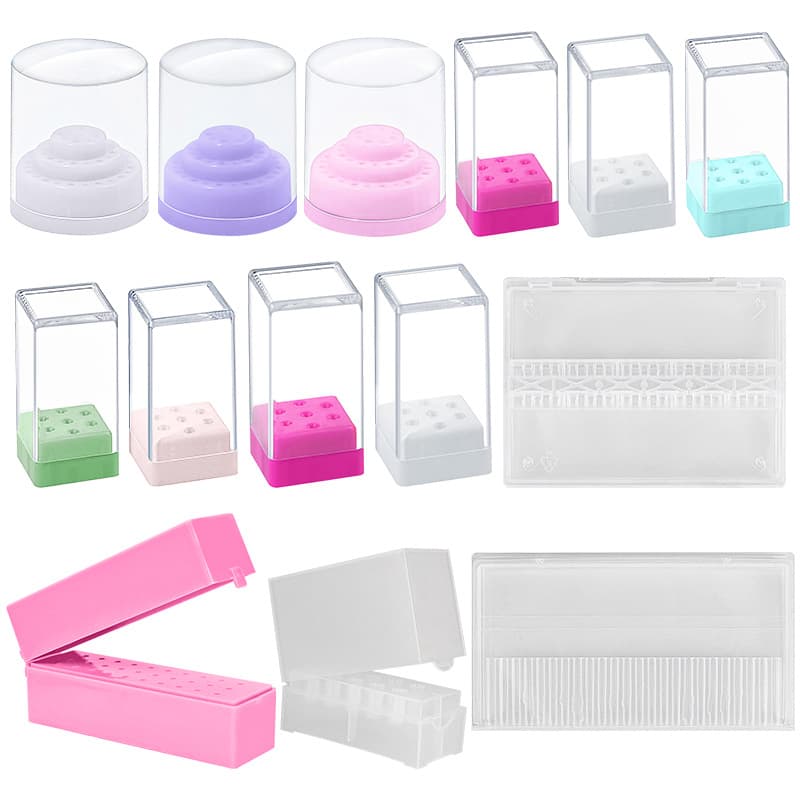 48-Hole Nail Drill Bit Storage Box, Large and Small Drill Bit Slots Display Stand, Nail Bit Case Dust-Proof
