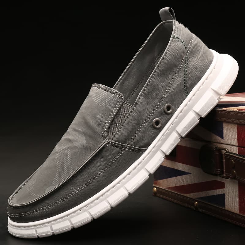Men's Spring Autumn Ice Silk Casual Slip-On Canvas Shoes Breathable Flat Heel Low Cut Round Toe Rubber Bottom Fashionable Footwear