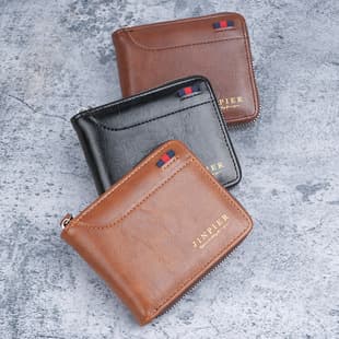 New Men's Wallet, Vintage Simple Stitched Zipper Coin Purse, Men's Short Wallet, Multiple Card Slots Card Holder