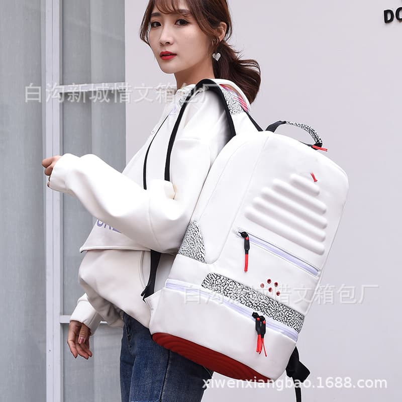 Fashionable outdoor sports basketball bag lightweight backpack male and female student school bag large capacity cement pattern travel backpack