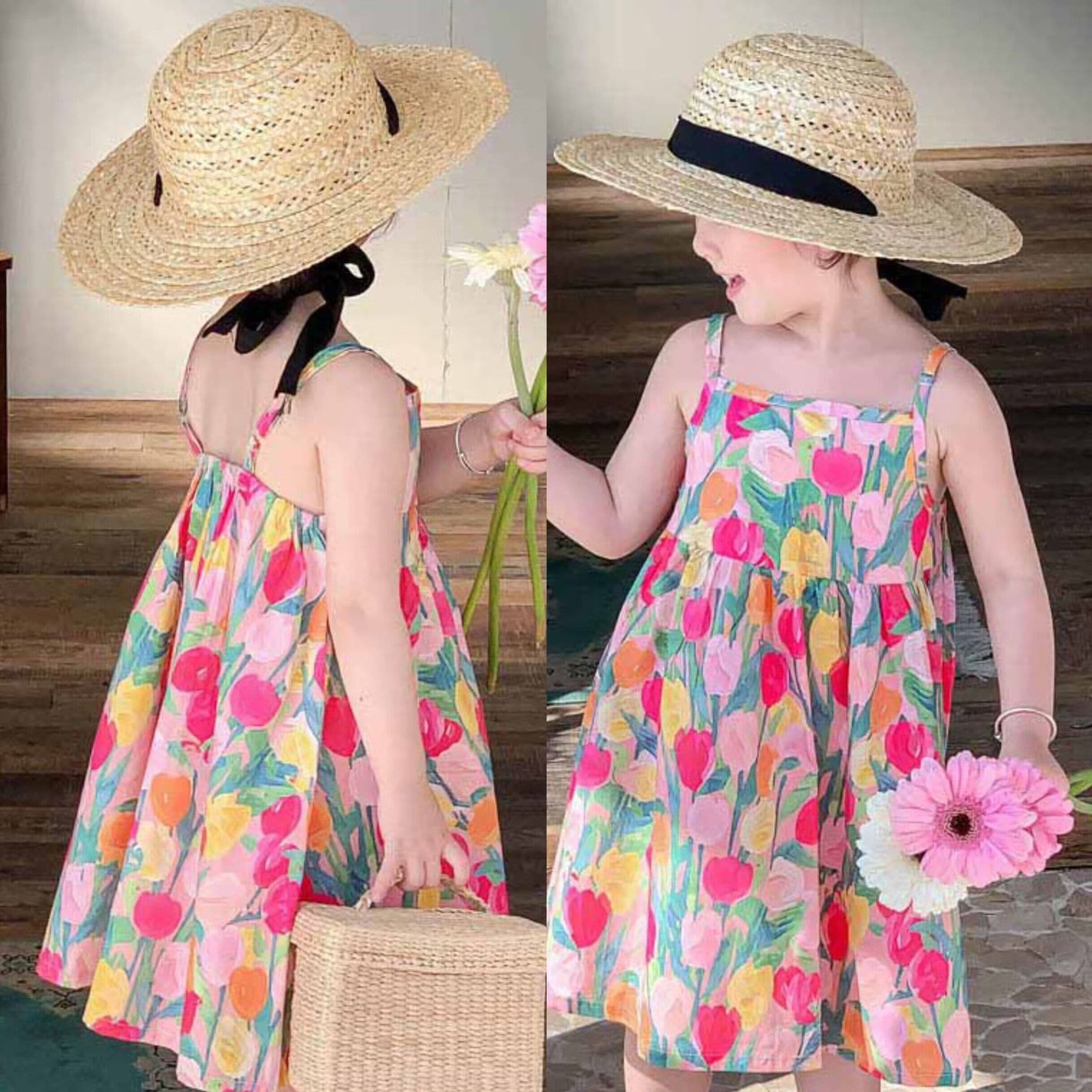 Children's Summer Suspender Dress, Pastoral Style Dress for Girls Ages 3-8, Kids Clothing Drop Shipping