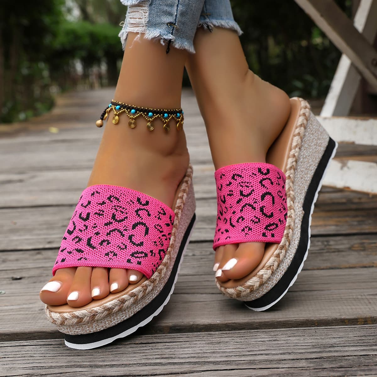 2026 Summer New Overseas Trade Large Size Platform Slippers Casual Comfortable European American Style Fashion Outdoor Open Toe Slippers Women