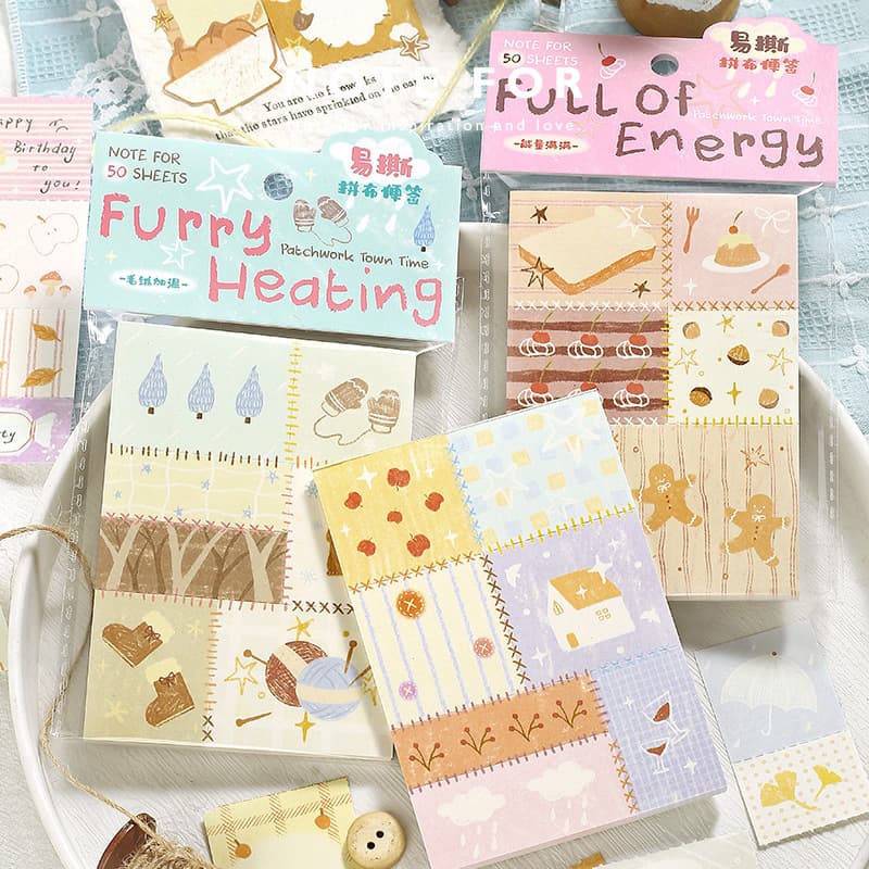 Jilv NOTE FOR Patchwork Sticky Notes, Patchwork Town Time Series, Artistic Journal DIY Collage Decoration Sticky Notes