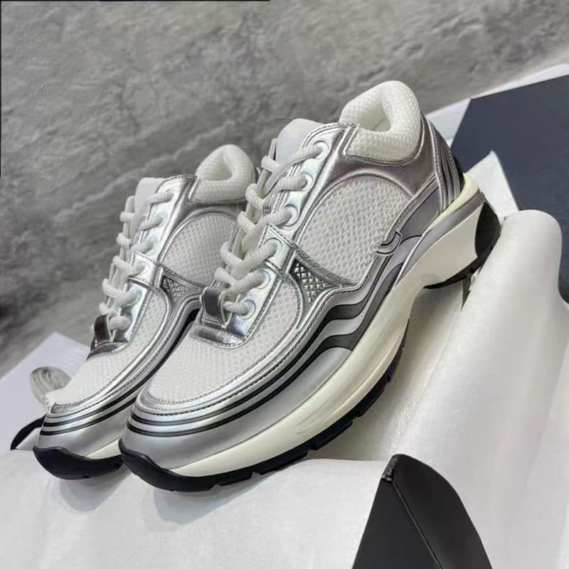 Silver Horn Dad Shoes 25C Leather and Mesh Patchwork Heightening Breathable Casual Sports Shoes Women Puma Retro