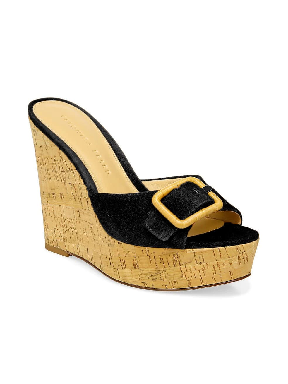 2022 New Cross-Border Trade Summer European and American Wedge Heel Buckle Versatile Pink Open-Toe Matte Large Size One-Strap Sandals