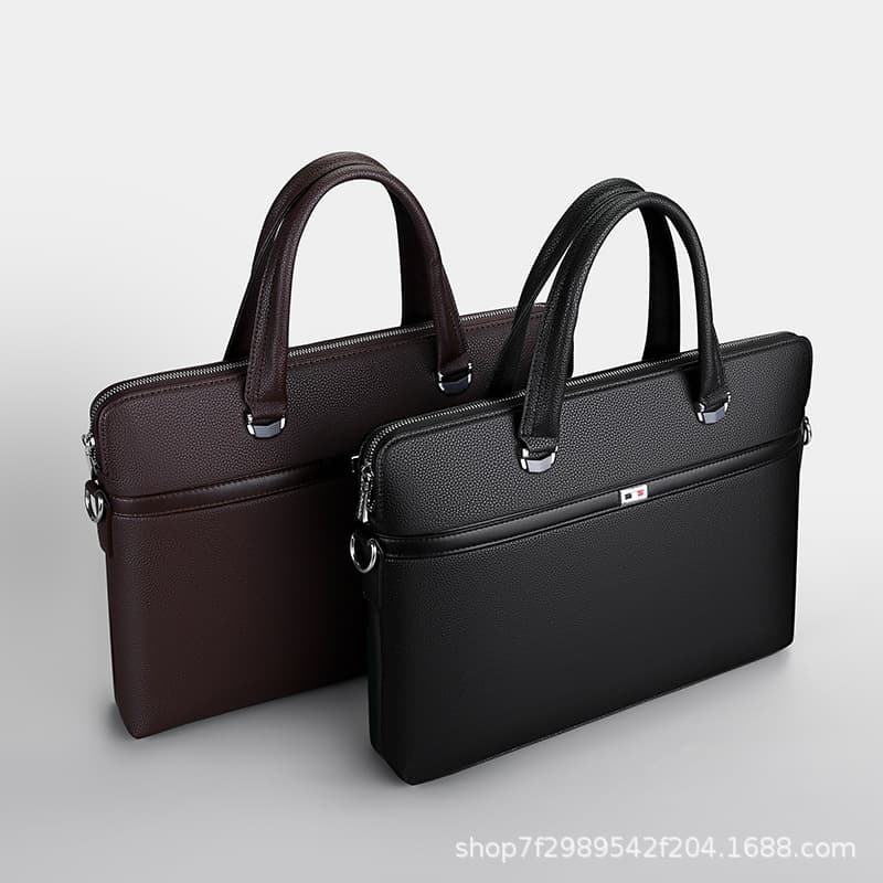 Men's briefcase, 14-inch laptop bag, handbag, horizontal style business office bag, wholesale from manufacturer.