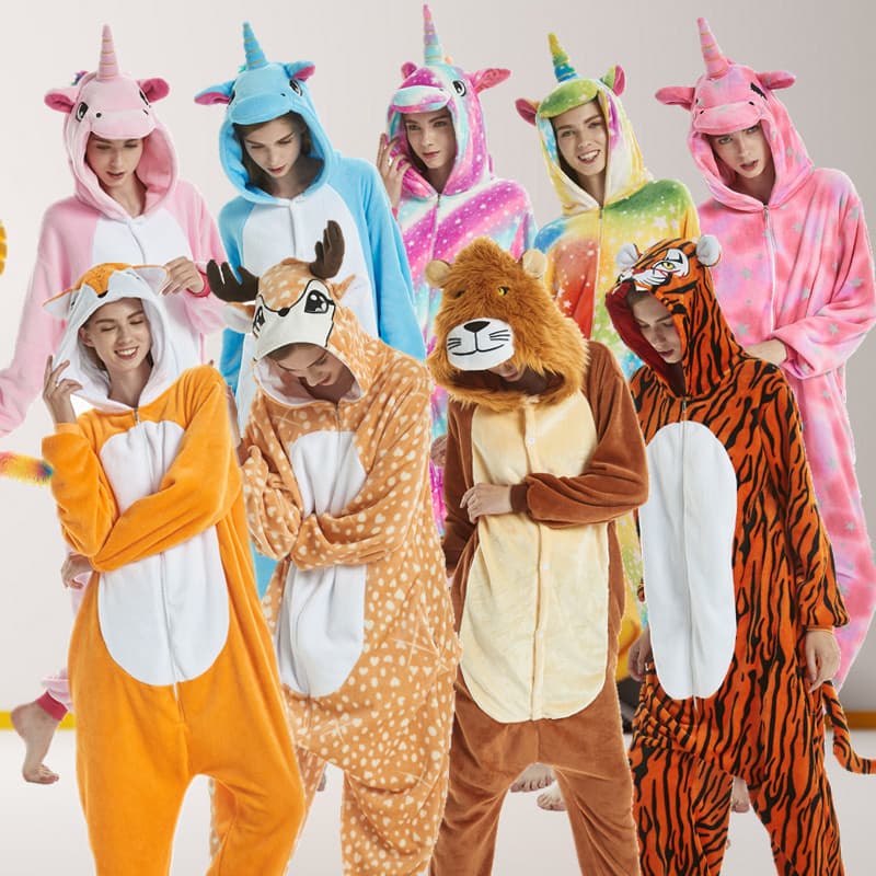 Dinosaur Animal Cartoon Onesie Adult Flannel Couple Autumn Winter Thick Coral Fleece Pajamas Wholesale