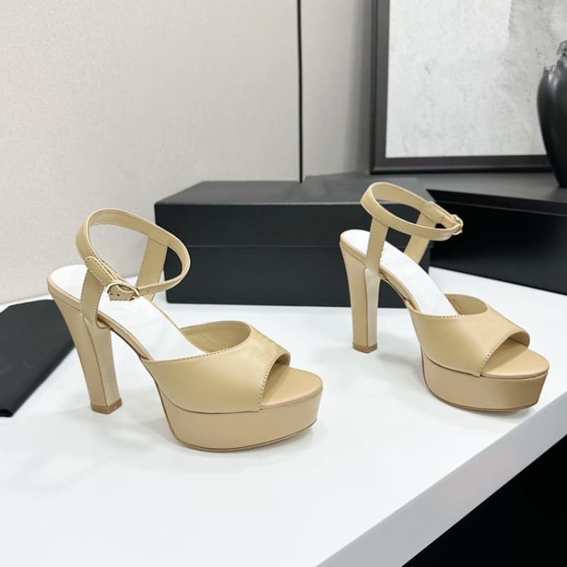 Multi-Color Matte Waterproof Platform Chunky Heel Sandals, Single Buckle Ultra-High Heel Slimming Leg-Lengthening Date Shoes