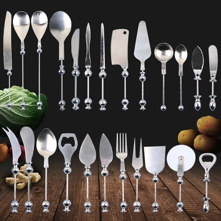 Cross-border Cutlery Set Knife, Fork, Spoon, Beaded Stainless Steel Kitchenware, Letter Opener, European Western Dining Supplies