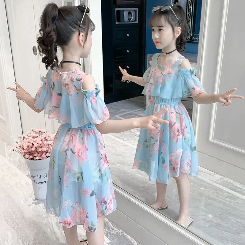 Girls Summer New Dress Long Skirt 5 Children 6 Years 7 Beach Dress 8 Little Girl Korean Style Seaside Dress Performance
