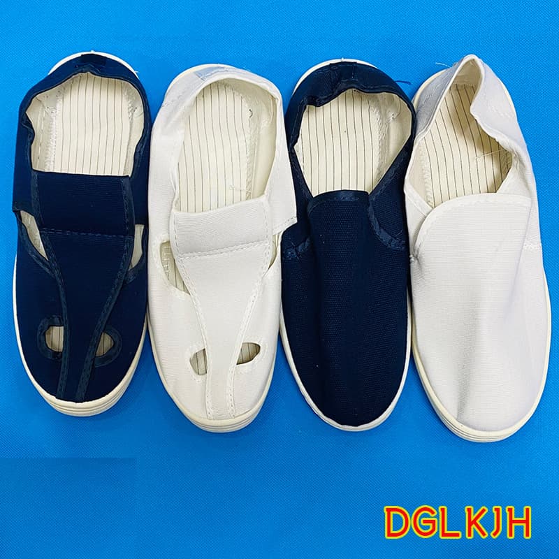Anti-static shoes, anti-slip PVC wear-resistant four-eye shoes, dust-free mid-tongue shoes, workshop purification, unisex PU four-hole work shoes