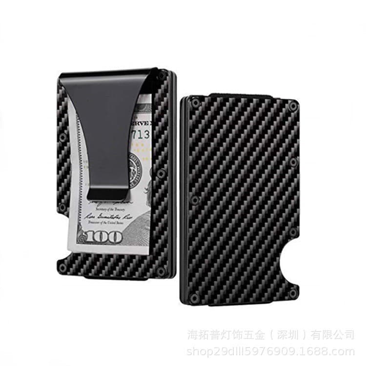 Carbon fiber card holder anti-theft brush ultra-light metal wallet business commuter card bag aluminum alloy card holder large capacity ready in stock