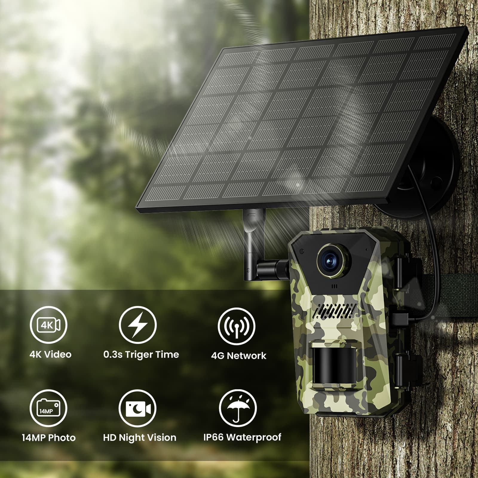 2024 New Ultra HD 4G Solar Outdoor Hunting Camera Amazon Bestseller Infrared Night Vision Motion Detection Camera