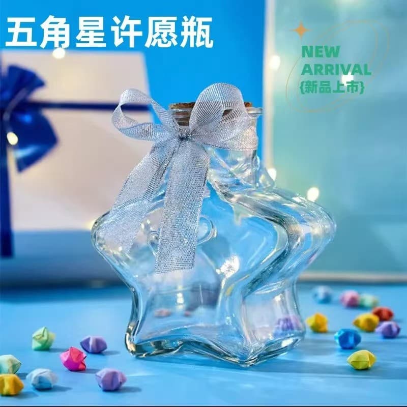 Transparent Glass Star Bottle with Cork, Wish Bottle, Drift Bottle, Star Bottle, Wish Jar, Candy Jar, Heart Jar, Candle