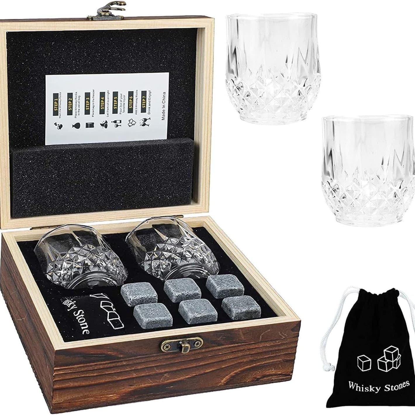 Whiskey ice tart wine set whiskey stone glass wooden box set