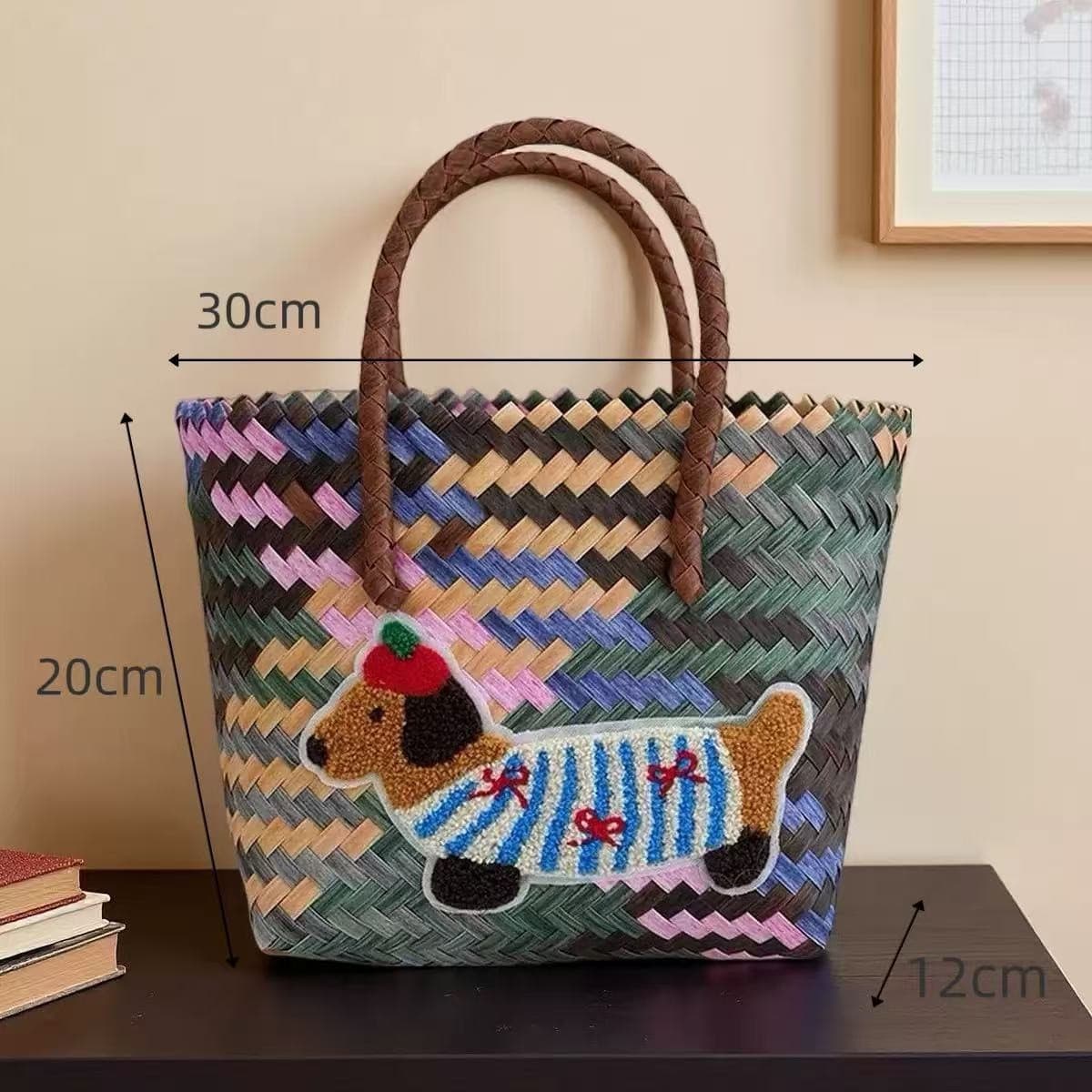 Vegetable Basket Bag Cartoon Children's Small Handbag Tote Bag Hand-Woven Imitation Rattan Large Capacity Waterproof