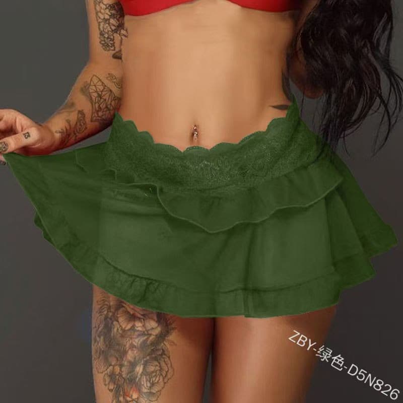 Cross-Border EU/US Lace Camisole Lingerie Short Dress Sexy Butterfly Bow Tie Tiered Cake Dress Lingerie 826