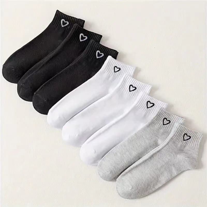 Cross-border Love Boat Socks for Men and Women, Black White Gray Cotton Socks, Direct from Zhuji Socks Factory