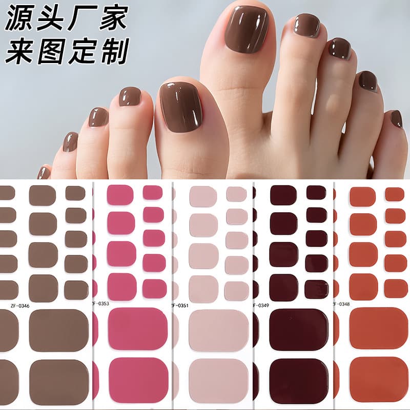 Cross-border Europe and America Solid Color Toe Nail Stickers Waterproof Nail Film Foot Stickers Children Pregnant Women Nail Stickers Custom