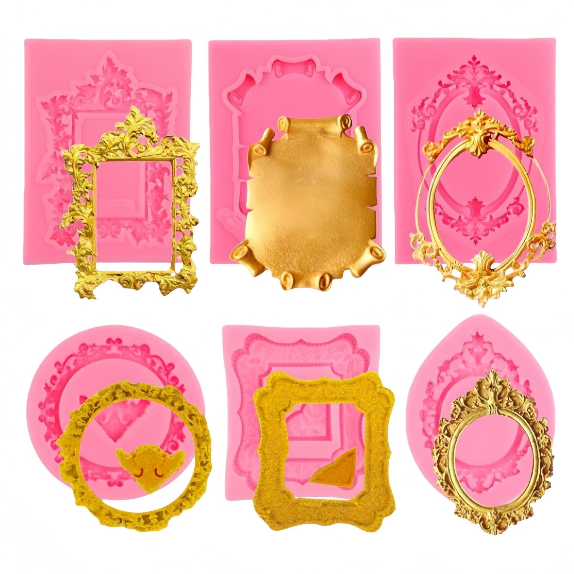 European-style Picture Frame Photo Frame Silicone Mold Chocolate Mold Fondant Cake Decoration Silicone Mold Baking Mold Clay Mold