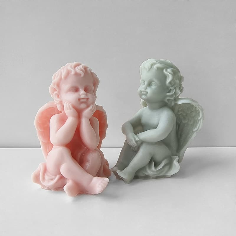 Jiahimei Little Angel Scented Candle Silicone Mold Large Angel Plaster Ornament Mold DIY Handmade Soap
