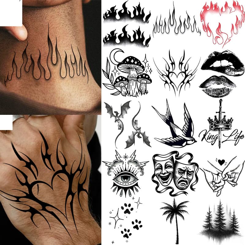 Cross-border New Product Lips Flame Eyes Series Tattoo Sticker Hand Back Tattoo Sticker TEMU Amazon Tatt