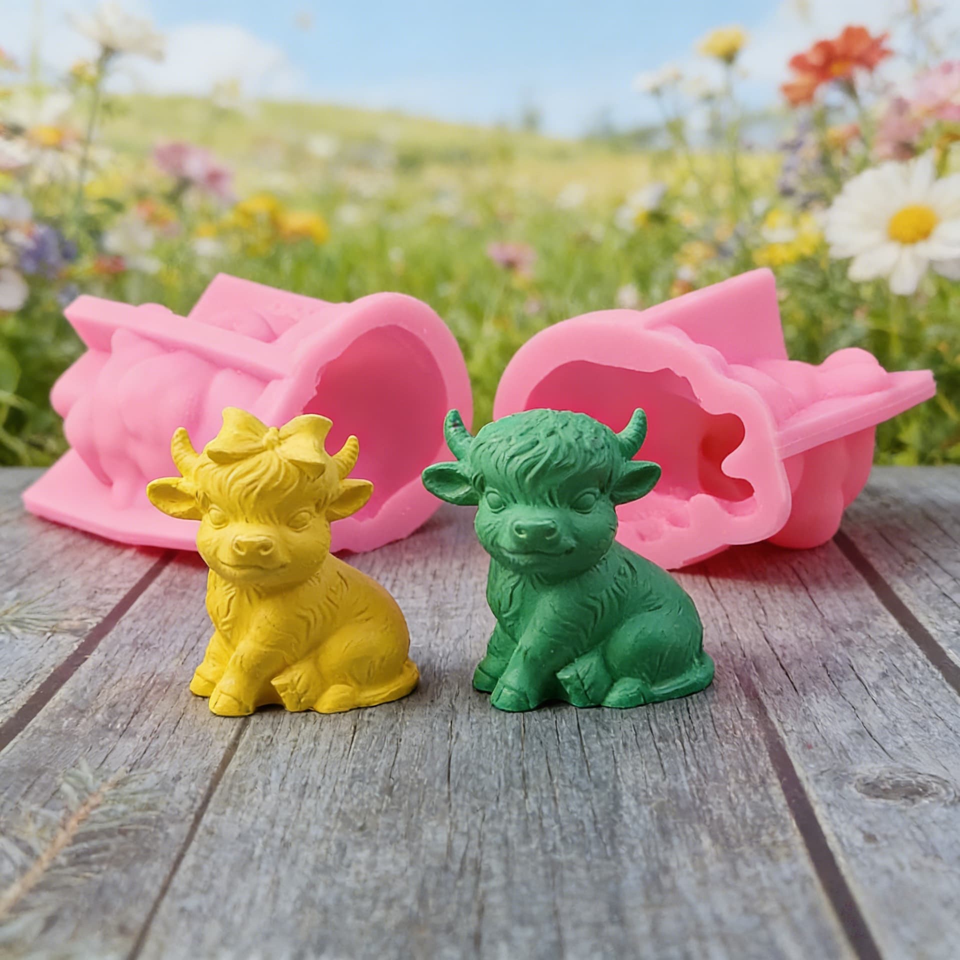 Male and Female Highland Cow Ornament Candle Plaster DIY Plaster Ornament Candle Holder Silicone Mold W1246 W1247