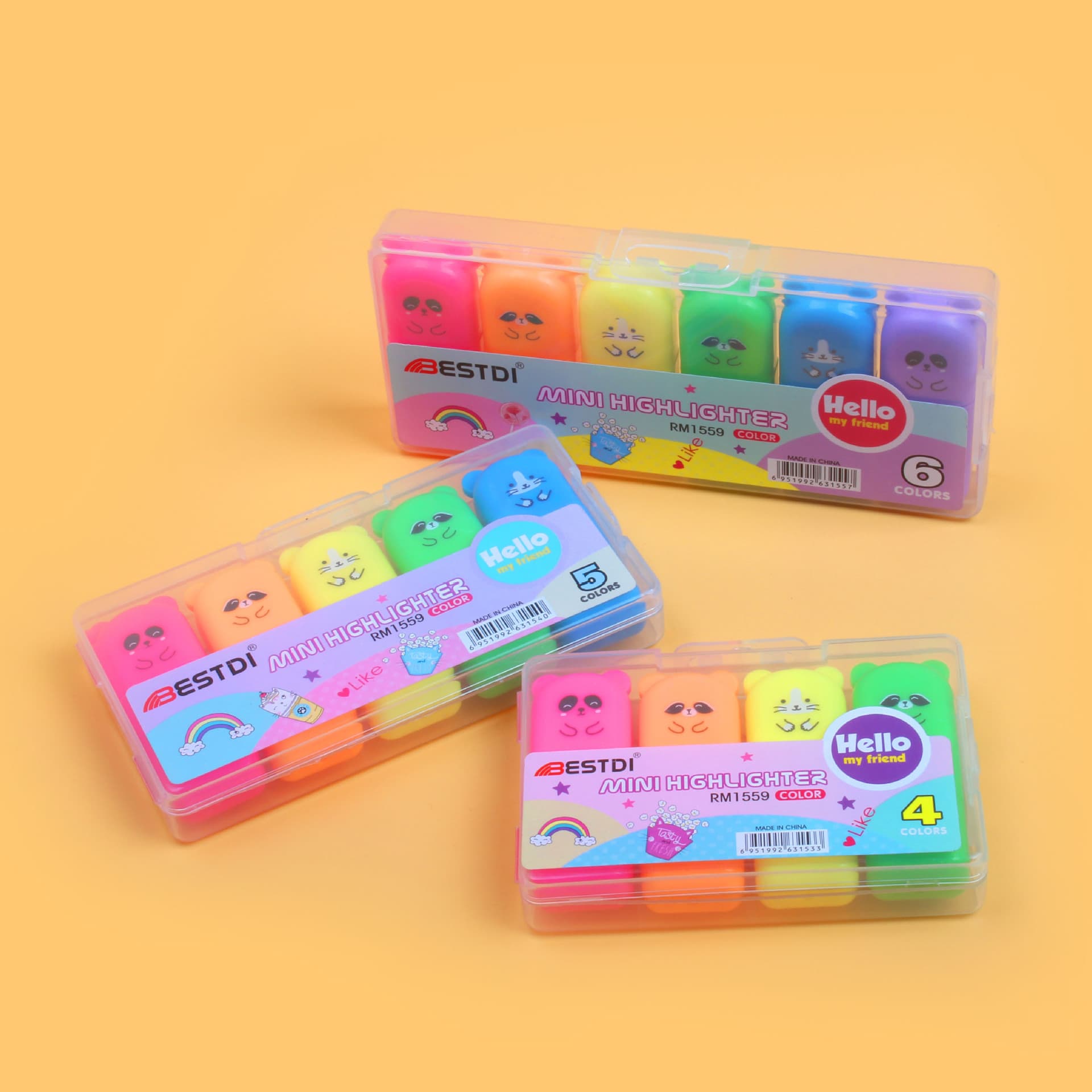 Bear shape highlighter children's painting DIY hand accounting pen color pen set mini highlighter wholesale