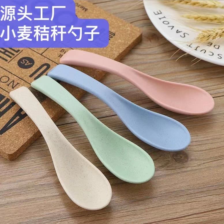 Source factory wheat straw spoon tableware children's spoon snack spoon portable tableware wheat bowl wheat soup spoon