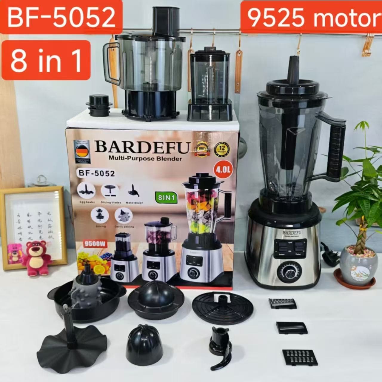 4L 8-in-1 Blender Cross-Border North America Europe Stainless Steel Large Capacity Food Processor Meat Grinder Juicer Household
