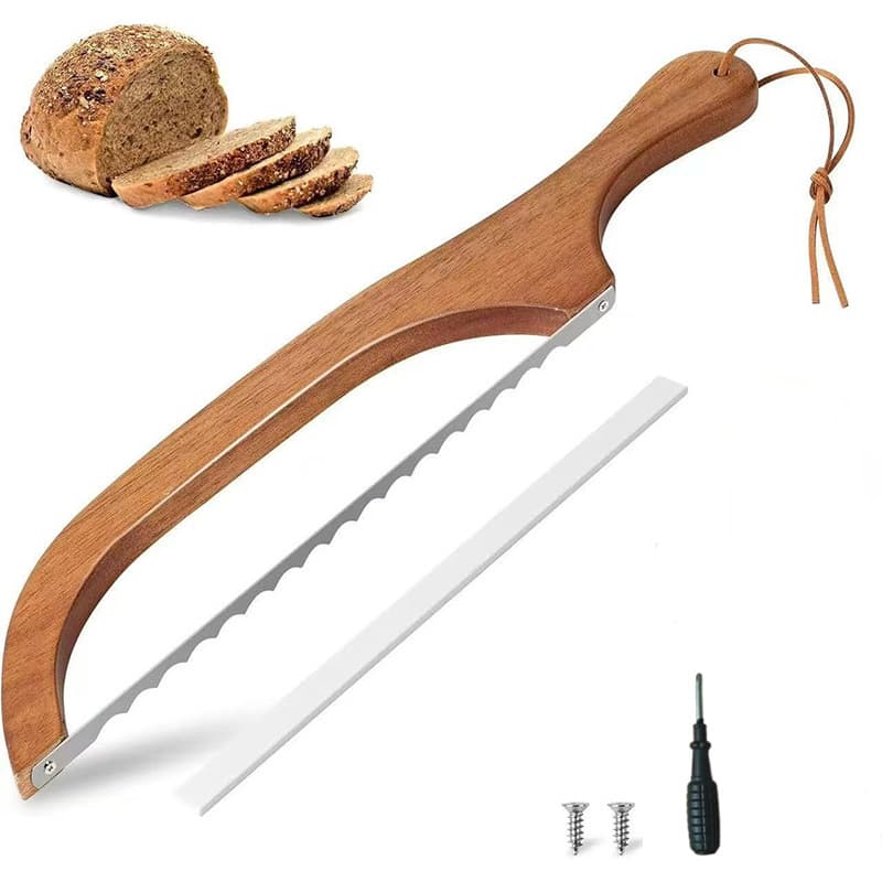 Cross-border Wooden Bread Knife Toast Saw Simple Bread Cutting Tool French Baguette Kitchen Baking Tool Bread Knife