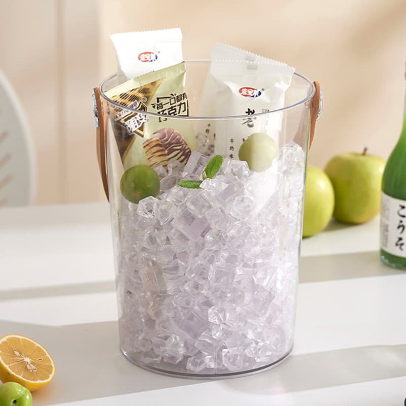 Plastic Acrylic Ice Bucket, PET High-Aesthetic Beer Bucket, Fruit Bucket, Large Capacity Minimalist Ice Bucket for Home Use