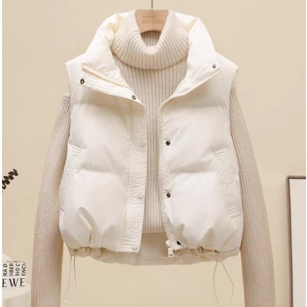 Petite Plus Size Women's Down Cotton Vest, 2025 Autumn/Winter Wash-Free Loose Slimming Stand Collar Vest Jacket