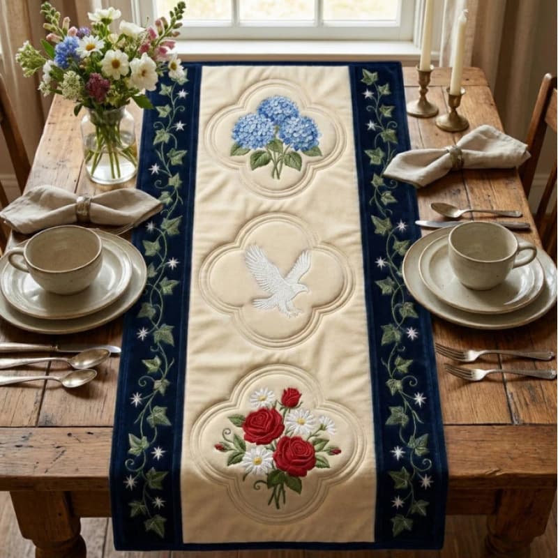 Cross-border New Arrival Elegant Flora Premium Table Runner Printed Decorative Tablecloth