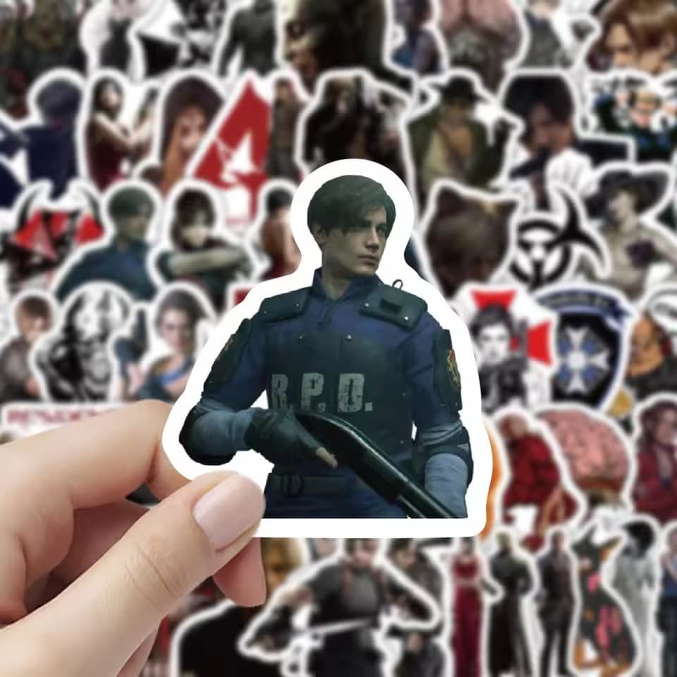 60pcs Resident Evil Decorative Stickers for Scrapbooking, Desktop, Notebook, Phone, Water Bottle - Waterproof Stickers for Cross-Border Wholesale