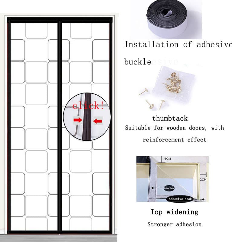 Magnetic door curtain without punching, kitchen air conditioning partition door curtain, free entry and exit, quick closing, eva printed magnetic curtain
