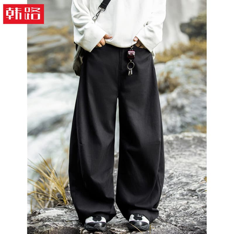 Cotton Texture Outdoor Curved Cargo Pants Autumn Trendy Loose Fit Casual Trousers Vintage Versatile Long Pants