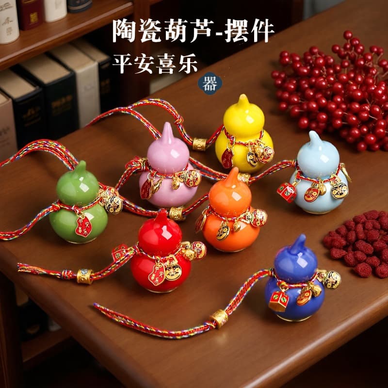 Ceramic Car Gourd Tea Pet Ornament, Living Room Entryway Fortune-attracting Mini Tea Play, Tea Ceremony Accessory for Office Decor