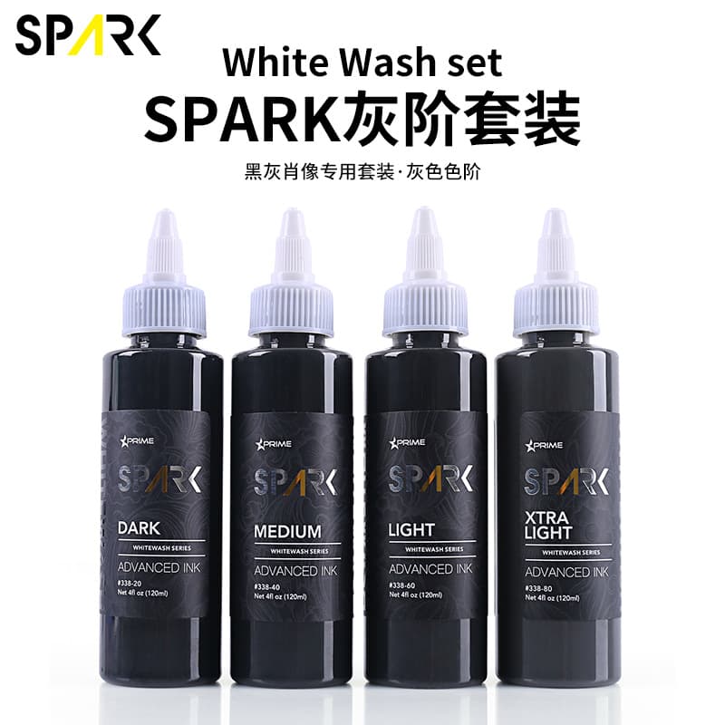 Spark Tattoo Ink Color Scale Tattoo Ink Set Tattoo Color Large Bottle 4oz Grayscale 4 Bottle Set