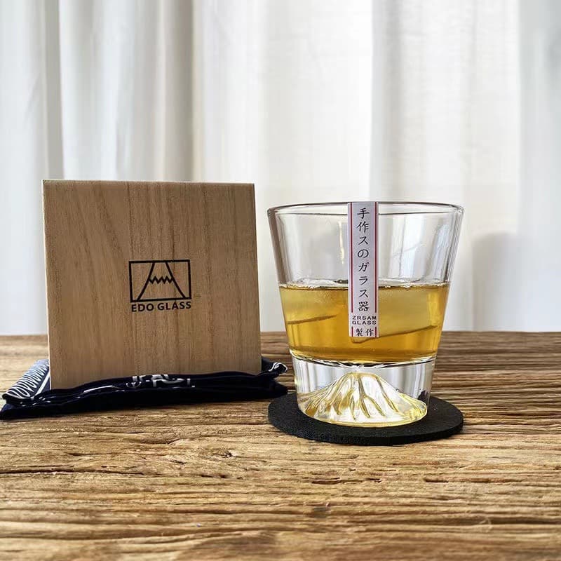 Modern Simple Style Glass Cup Japanese Gift Sakura Fuji Mountain Snow Mountain Cup Water Cup Home Use Foreign Liquor Cup Tea Cup