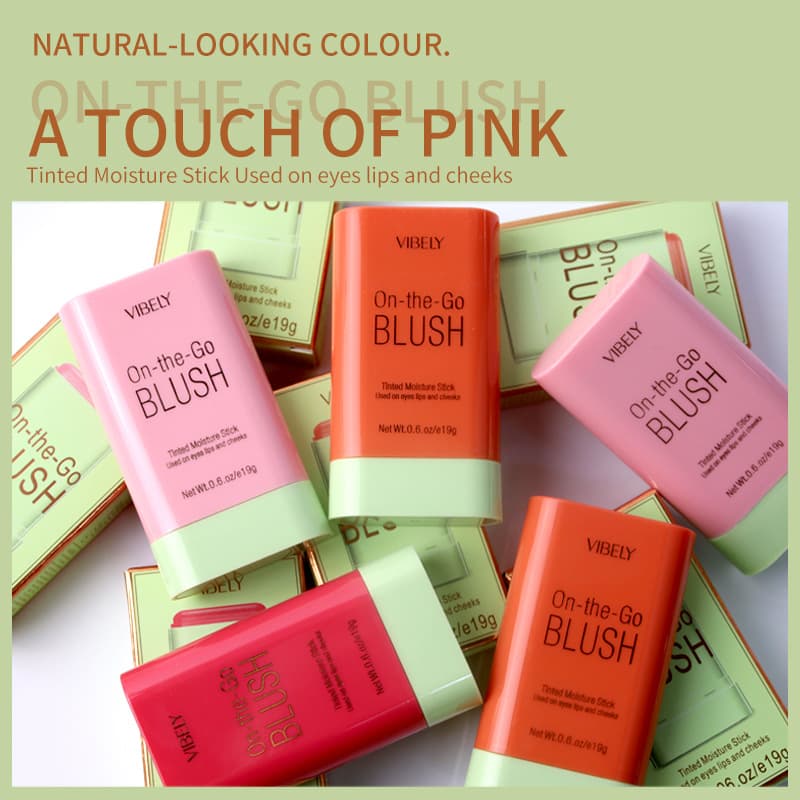 Cross-border trade cosmetics VIBELY blush stick, natural-looking, brightening, long-lasting, enhances complexion Blush stick