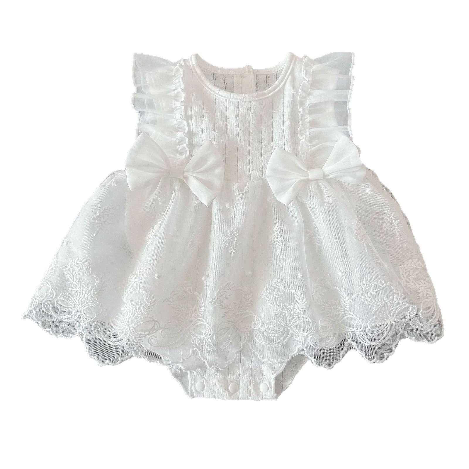 Cross-border Girls Sweet Tulle Skirt Bowknot Children Princess Dress Birthday Baby Full Moon Girls Dress
