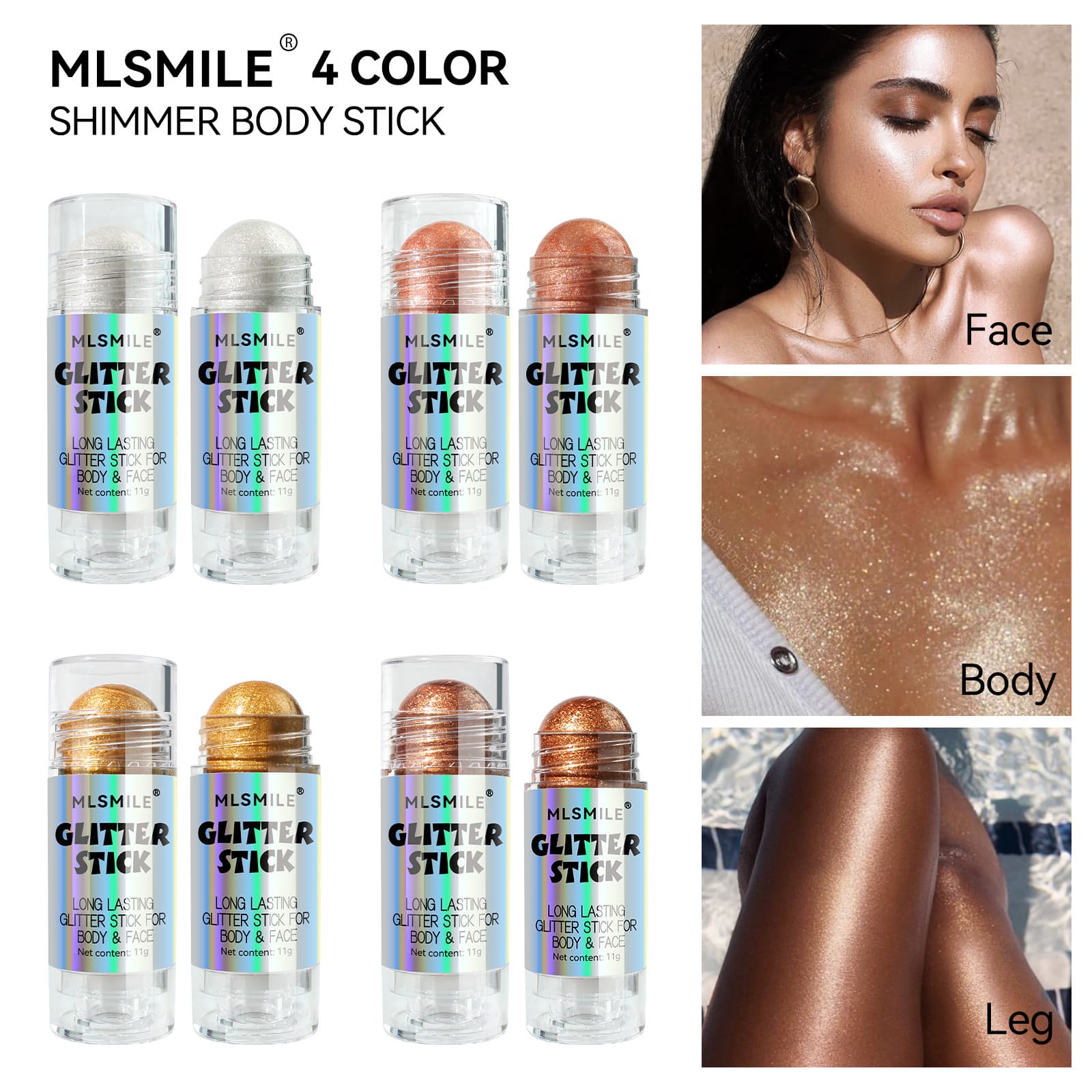 Cross-Border Exclusive Fine Shimmer Body Highlighter Stick, Diamond Highlighter for Full Body Contouring, Brightening Contour Stick