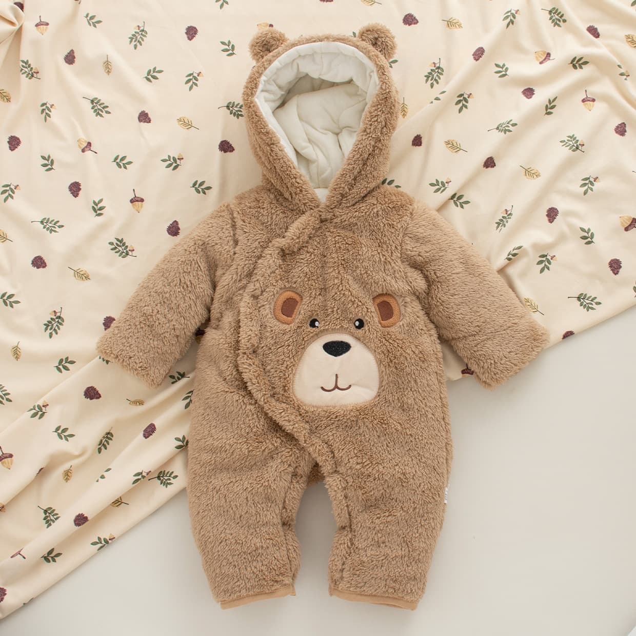 Baby Winter Thickened Outwear Newborn Cotton Padded Romper Hooded Warm Hands and Feet Covered Bodysuit