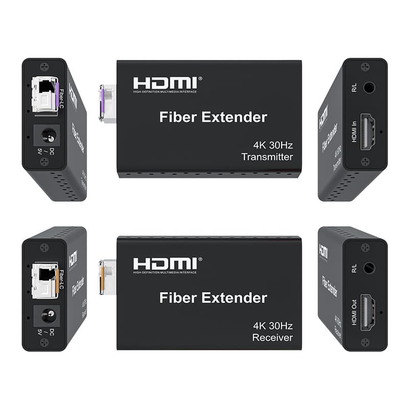 4K Fiber Extender Optical Transceiver, Uncompressed Transmission, with Audio-Video Separation