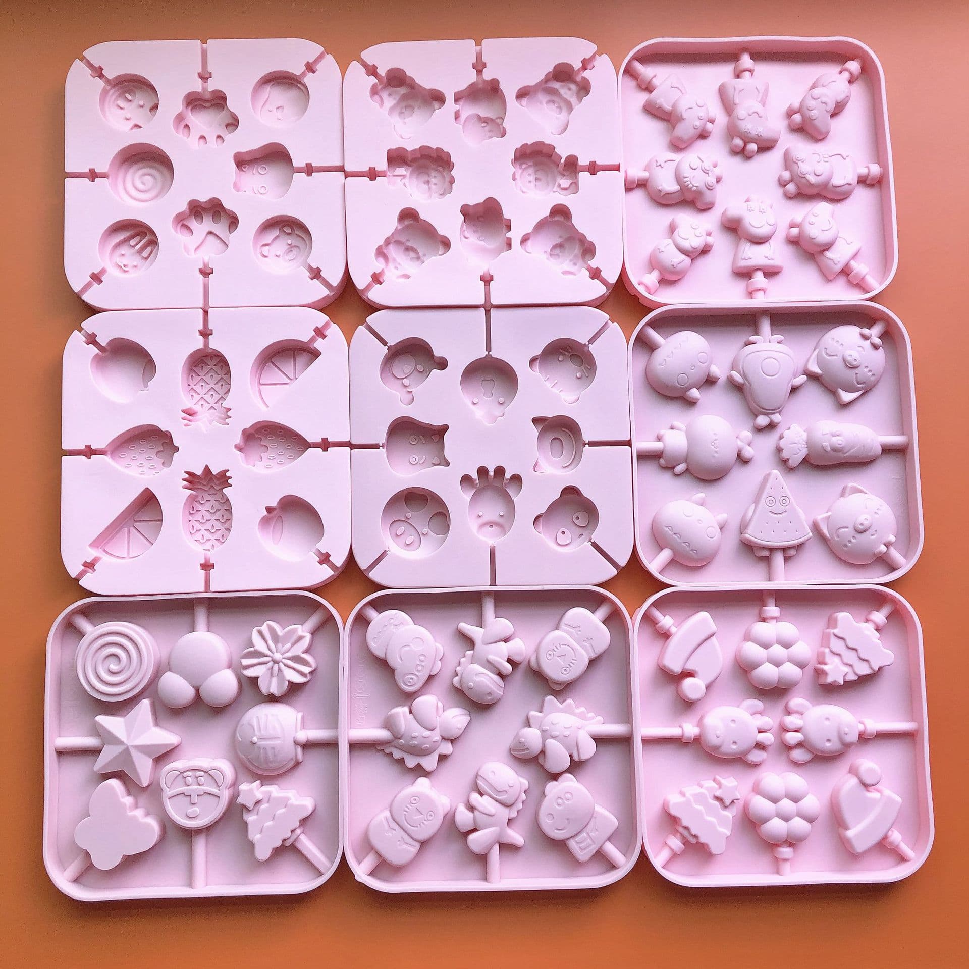 Cartoon Cheese Stick Silicone Candy Lollipop Chocolate Mold Silicone Ice Mold with Lid Cake Baking Mold