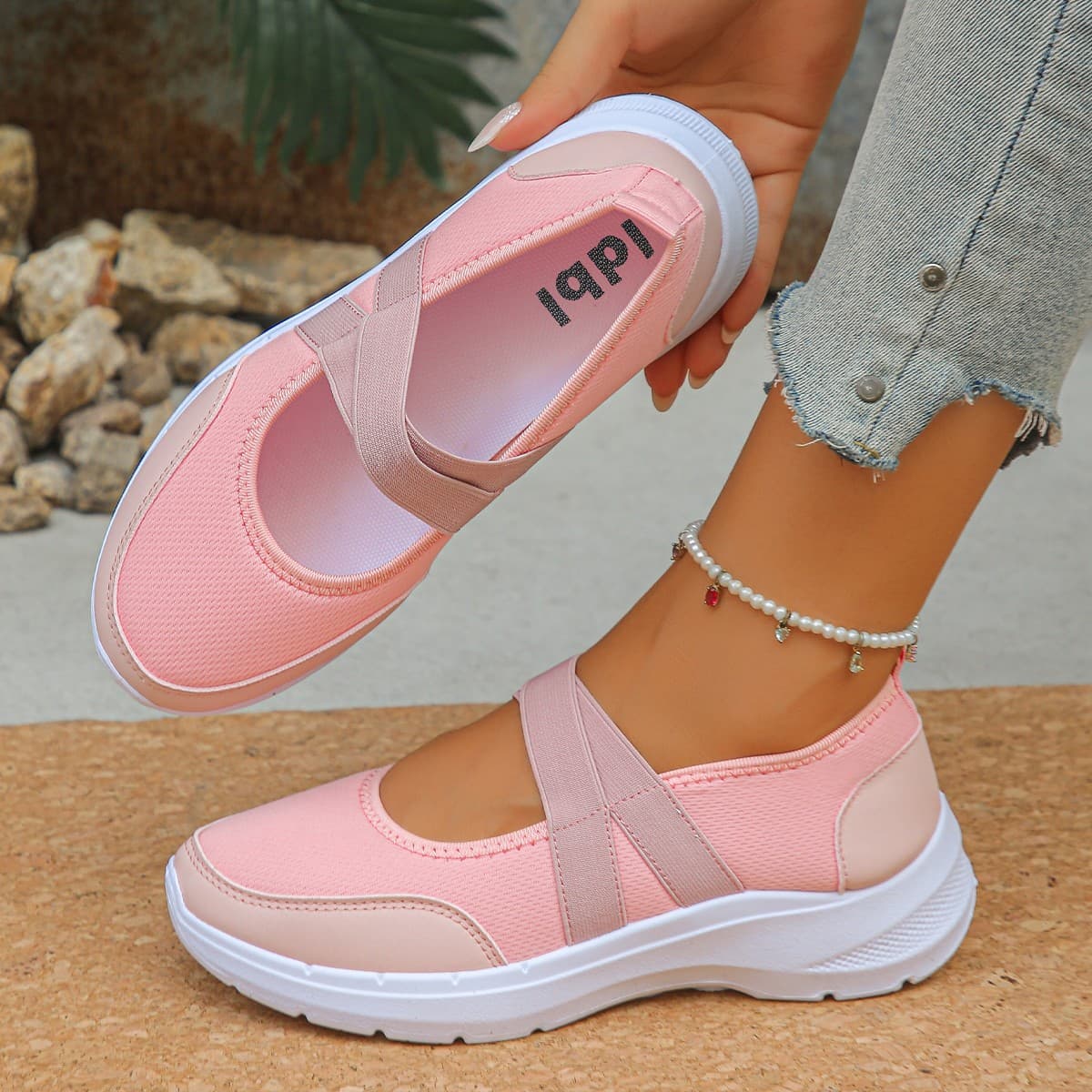 Spring Summer 2026 Amazon Dropshipping Independent Station Plus Size Women's Shoes Mother Shoes Lazy Shoes Nurse Lace-Up Shoes Women's Flats