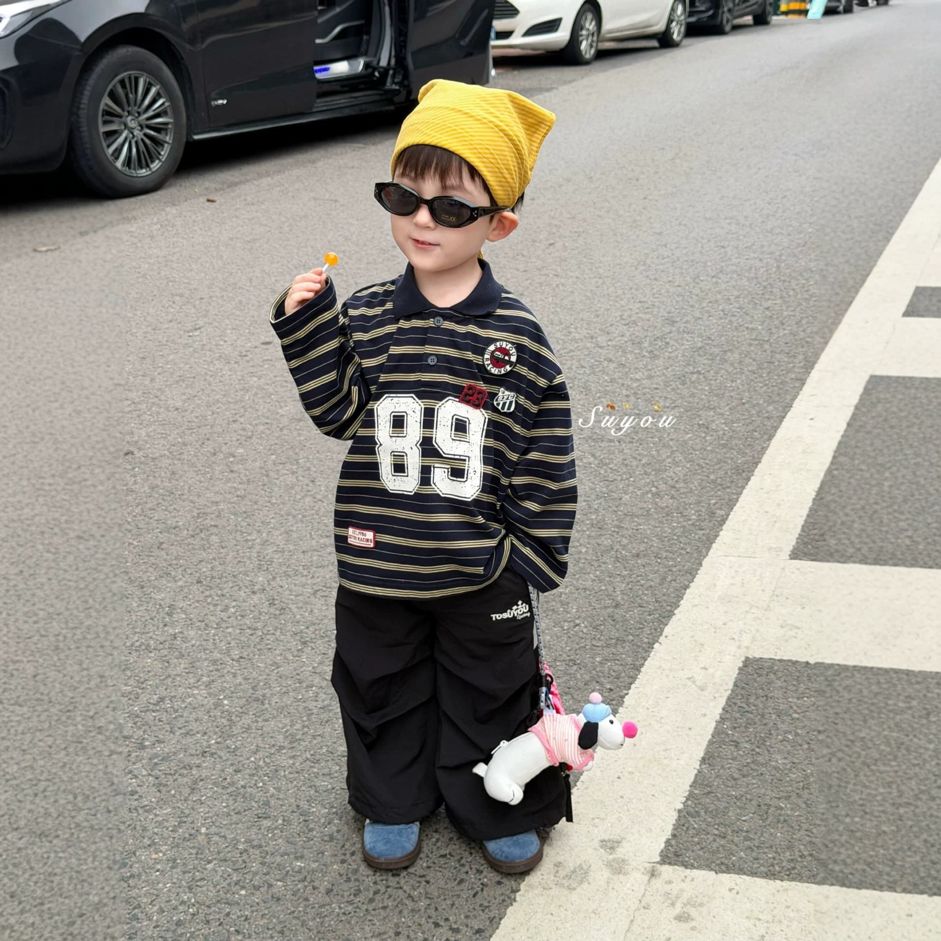 Suyou Boys' Hoodie Korean Style Toddler Sweatshirt 2026 Fall New Korean Striped Print 3146