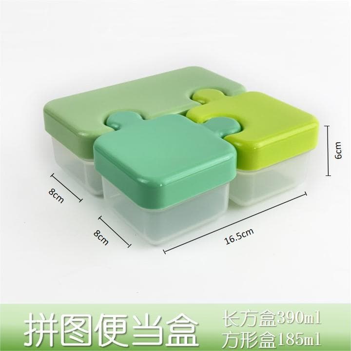 Kids Fruit Bento Box Educational Puzzle Fresh-Keeping Container Snack Storage Picnic Portable Square Storage Box Wholesale